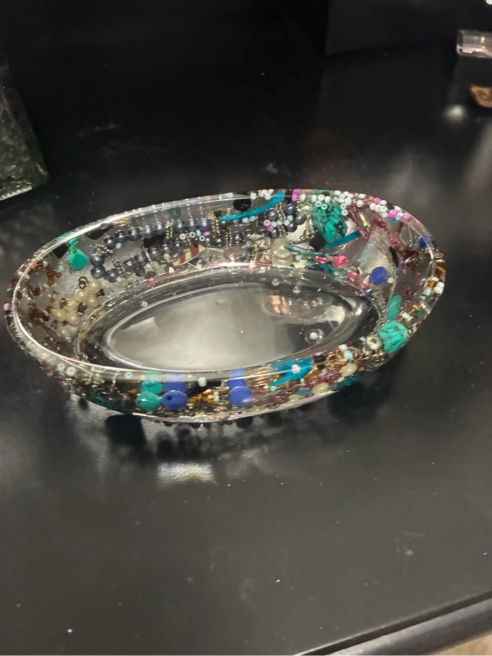 Handmade jewelry filled resin Decorative Dish - Multicolor